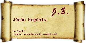 Jónás Begónia névjegykártya